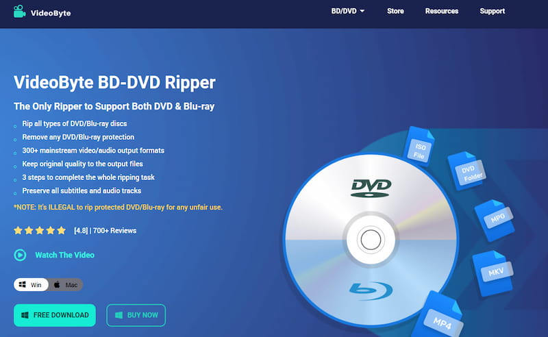 Videobyte BD DVD Ripper Interface