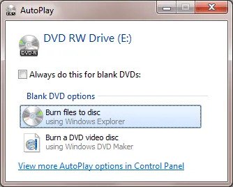 Automatisch afspelen Windows Burn Dvd