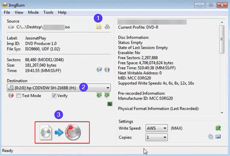 ImgBurn Grabar archivo de imagen ISO