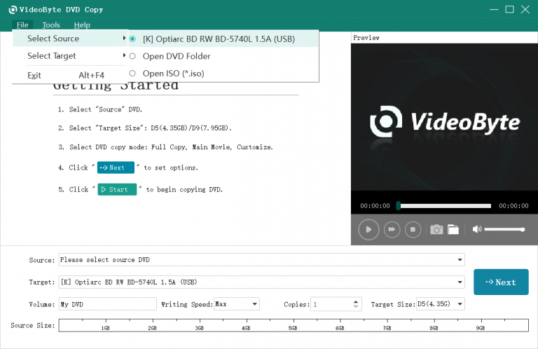 Select ISO as Source