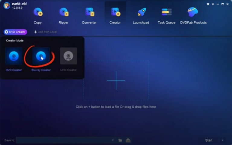 Main Interface of DVDFab Blu-ray Creator