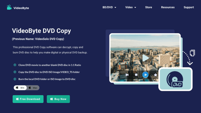 The Product Page of VideoByte DVD Copy