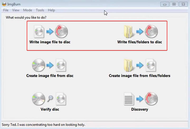 ImgBurn Choose to Image or Folder Burning