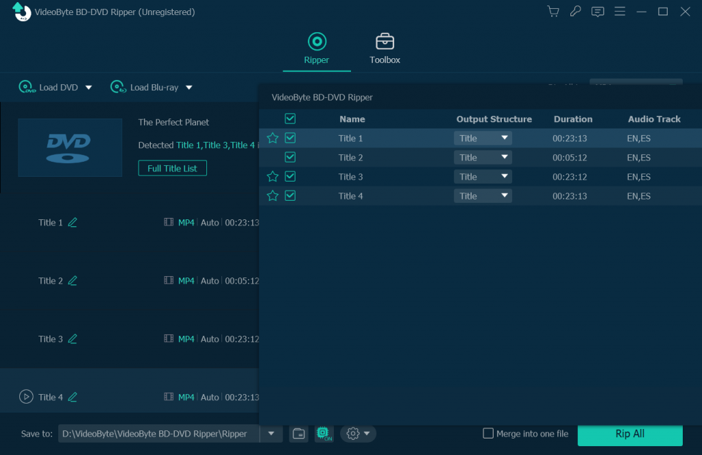 Choose DVD Titles to Rip Audio from