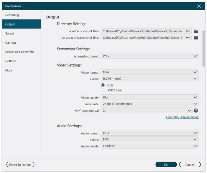 Customize Recording Parameters