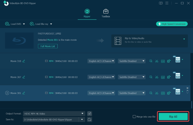 Seleccione formato y calidad para copiar videos Blu-ray