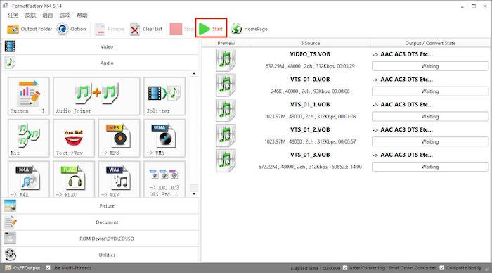 Rip audio van dvd met Format Factory