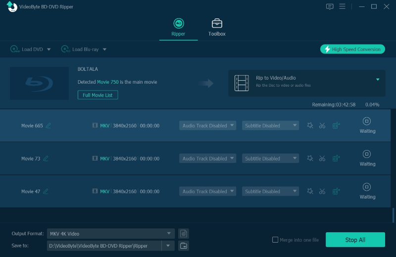 Seleccione el formato MKV para convertir