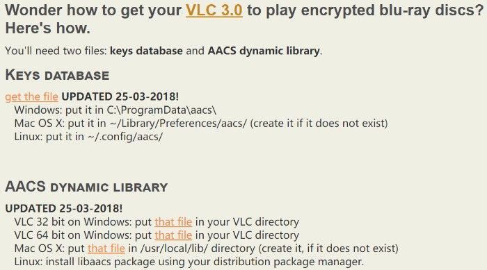 Descargar archivo de base de datos de claves VLC