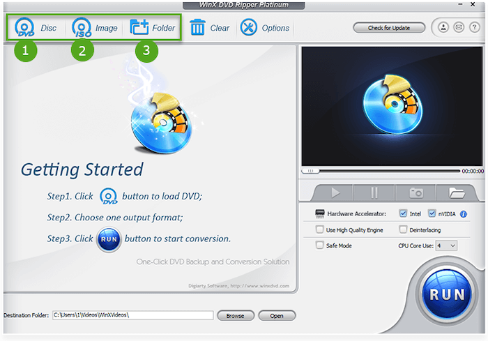 Cargar disco DVD en WinX DVD Ripper