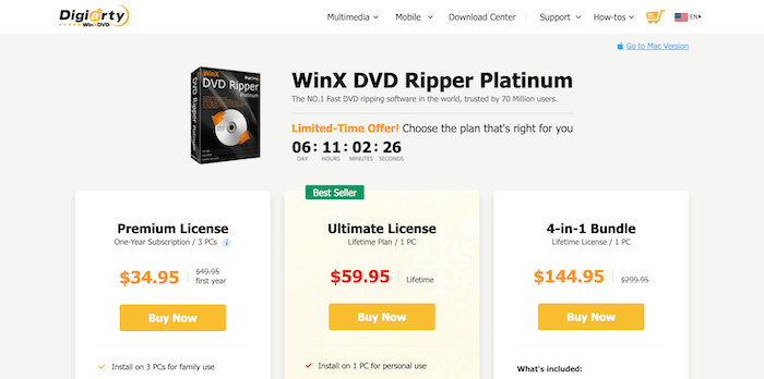 Planes de precios de WinX DVD Ripper