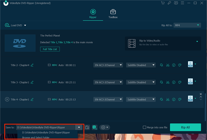 Choose Output Destination