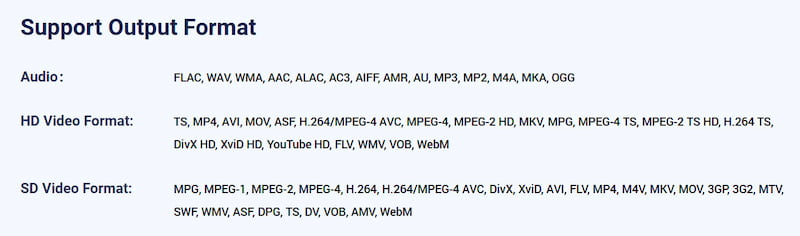 Formati di output